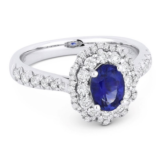 LaViano Fashion 18K White Gold Sapphire and Diamond Ring