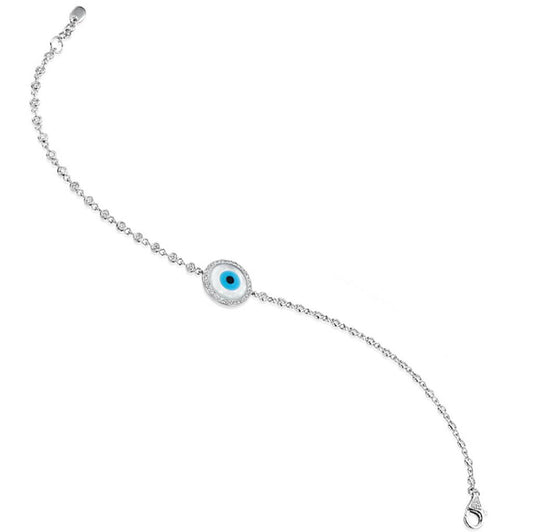 LaViano Fashion 18K White Gold Evil Eye Diamond Bracelet