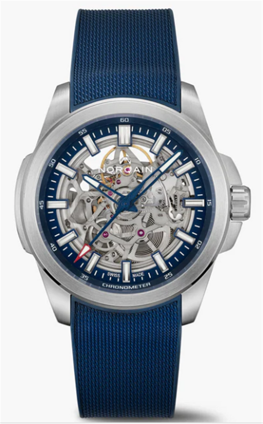 Independence Skeleton Blue Dial with Blue Mesh Rubber Strap on Steel Buckle Refernce No: N3000.07S01.A01.R01