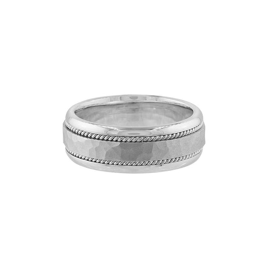 LaViano Fashion 14K White Gold Wedding Band 8MM