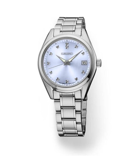 SEIKO Essentials Diamonds Stainless Steel Quartz Light Blue Dial SUR581