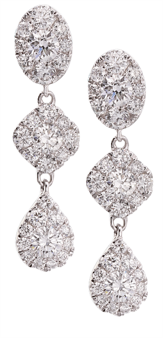 Pe Jay Creations 14K White Gold Diamond Drop Earrings
