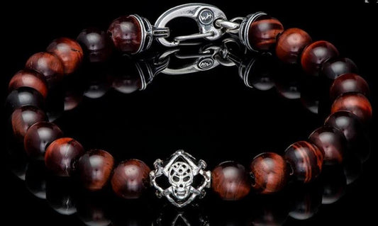 William Henry Sterling Silver Bracelet Red Tiger Eye and Black Onyx BB34 RTE