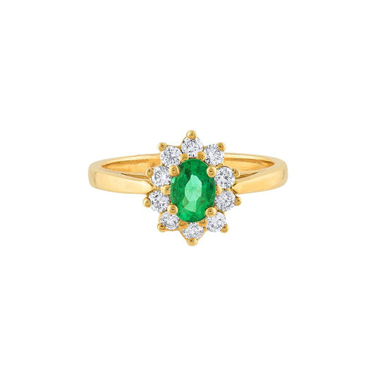LaViano Fashion 18K Yellow Gold Emerald and Diamond Ring