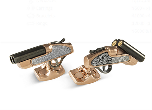 Deakin & Francis Shotgun Silver, Rose and Black Plate Cufflinks