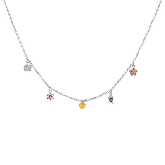 LaViano Fashion 14K White Gold Diamond and Sapphire Necklace