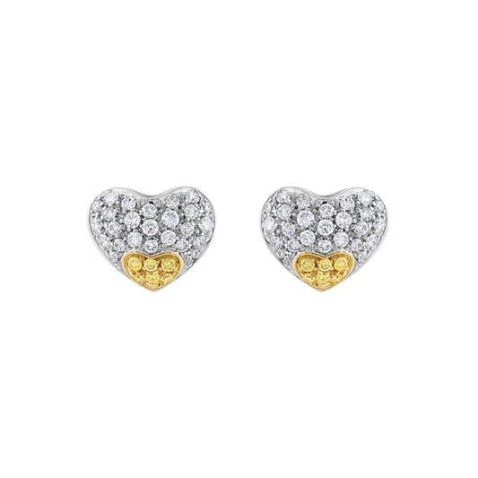 LaViano Fashion 18K White Gold Earrings White and Yellow Diamonds