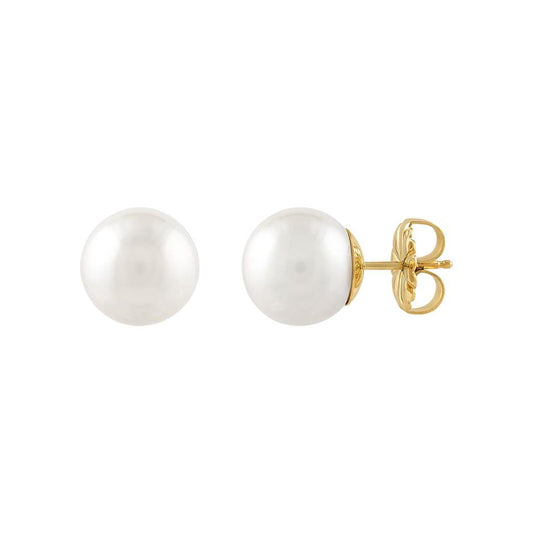 LaViano Fashion 14K Yellow Gold Freshwater Pearl Earrings 12.2MM