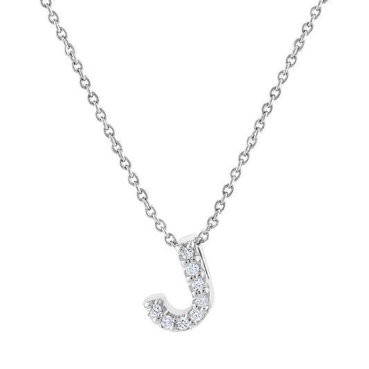 LaViano Fashion 18K White Gold Diamond Initial "J" Pendant