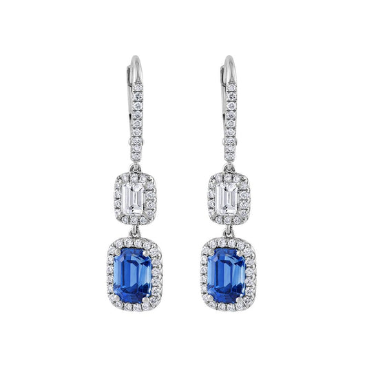 LaViano Fashion 18K White Gold Sapphire and Diamond Earrings