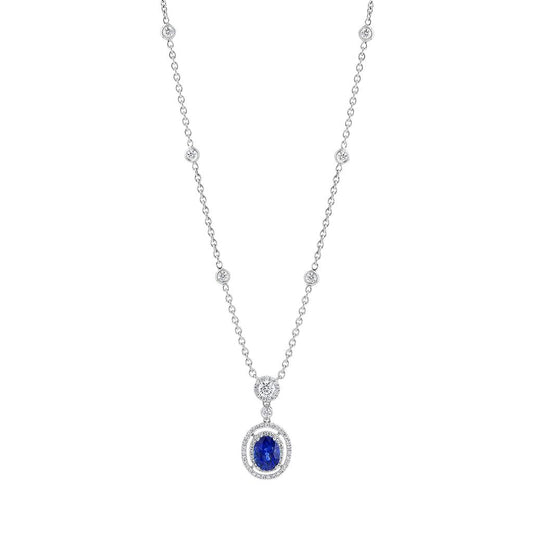 LaViano Fashion 18K White Gold Sapphire and Diamond Necklace