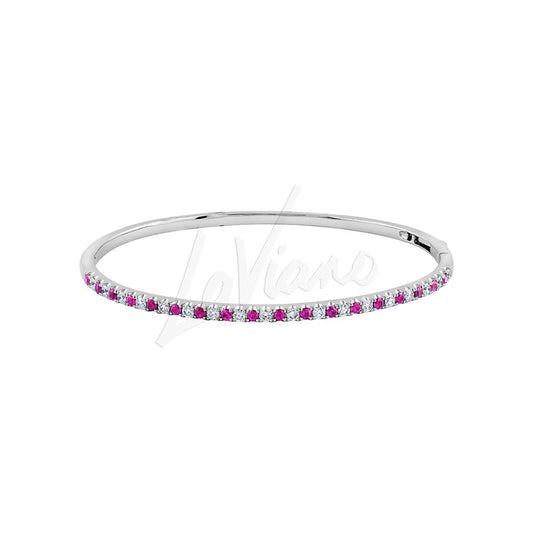 LaViano Fashion 14K White Gold Ruby and Diamond Bracelet