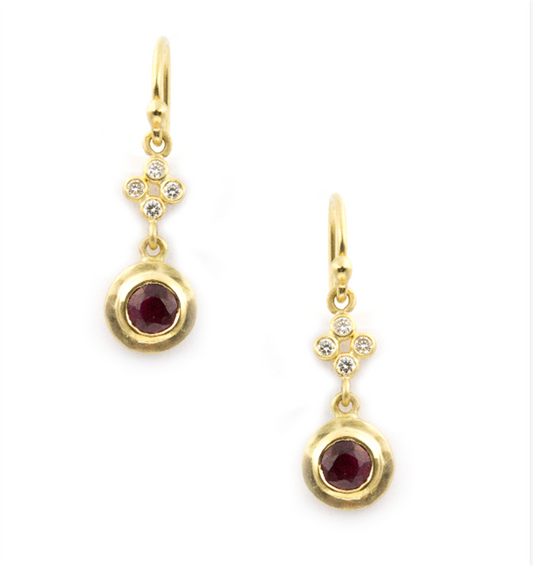 LaViano Fashion 18K Yellow Gold Ruby & Diamond Earrings