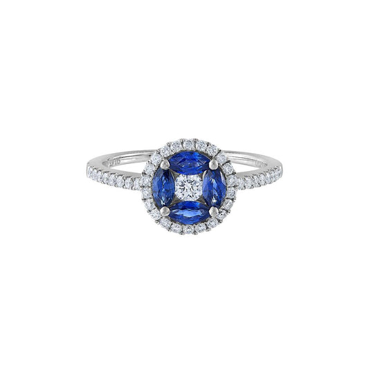 LaViano Fashion 18K White Gold Sapphire and Diamond Ring