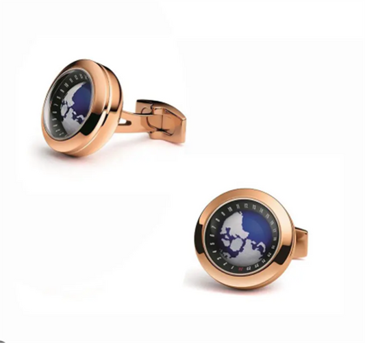 LaViano Fashion Rose Gold Plated Globe Cufflinks