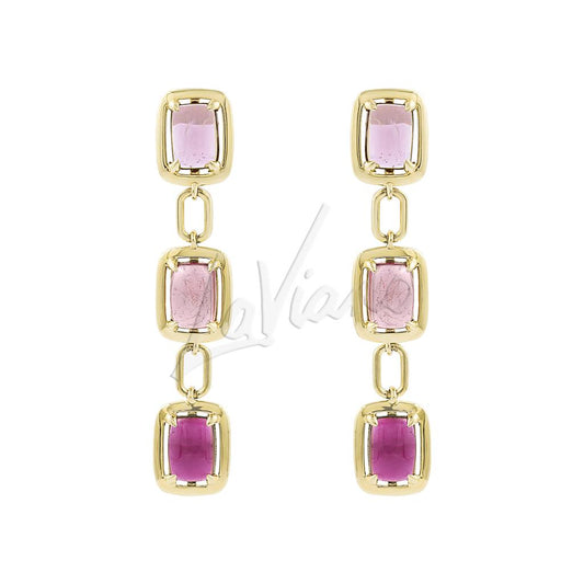 LaViano Fashion 14K Yellow Gold Pink Tourmaline Earrings