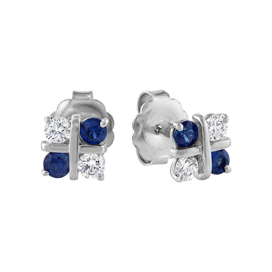 LaViano Fashion 18K White Gold Sapphire and Diamond Earrings