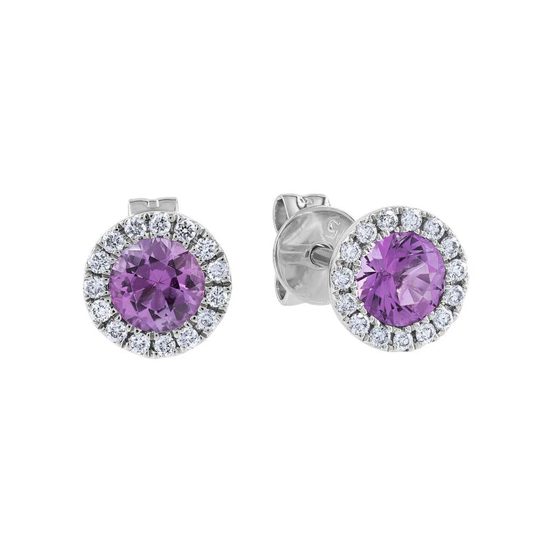 LaViano Fashion 14K White Gold Amethyst and Diamond Earrings