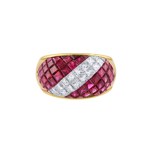 LaViano Fashion 18K Yellow Gold Ruby and DIamond Ring