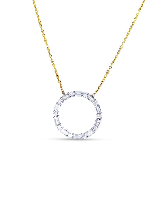 Frederic Sage 18K Two Tone Diamond Circle Necklace