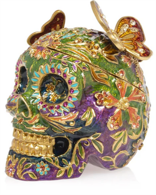Jay Strongwater Skull With Butterflies Box