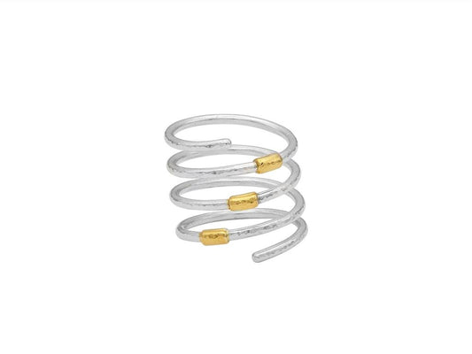 Gurhan Sterling Silver Geo Ring Layered 24K Gold