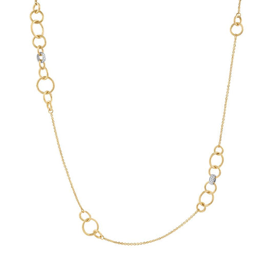 Laviano Fashion 18K Two Tone Long Station Necklace with Diamonds
