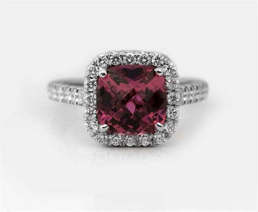 LaViano Fashion Platinum Pink Tourmaline and Diamond Ring