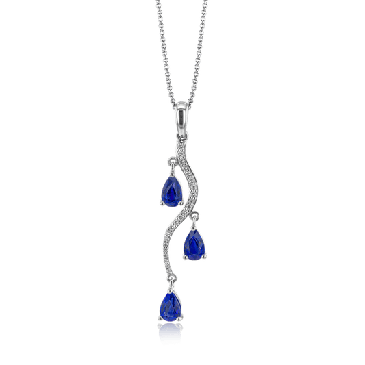 Simon G 14K White Gold Sapphire and Diamond Pendant