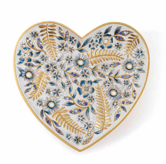 Jay Strongwater Aria Floral Heart Trinket Tray