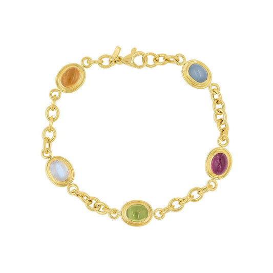 LaViano Fashion 14K Yellow Gold Multi Colored Cabochon Bracelet