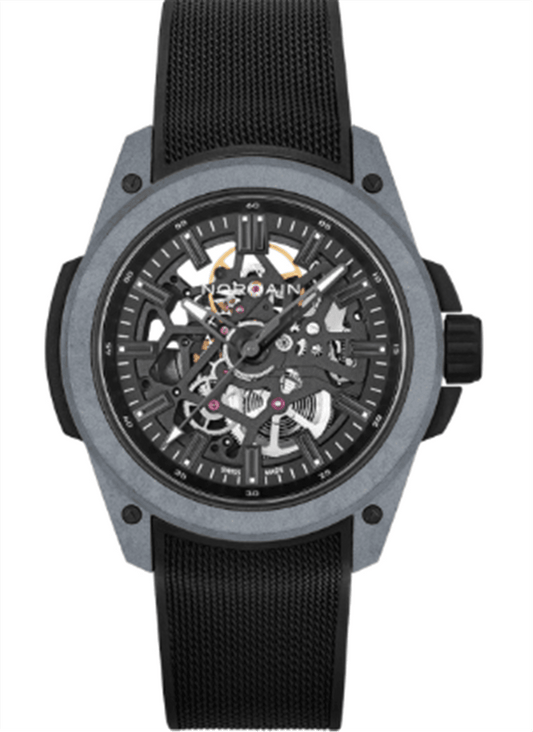 Norqain Wild ONE Skeleton Grey NORTEQ Black - Black Mesh Strap - Pin Buckle N3000.07Q42.B18.R01