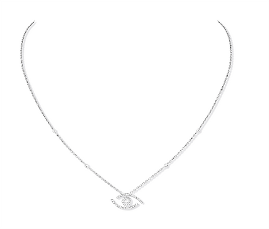 Messika 18K White Gold Diamond Lucky Eye Necklace