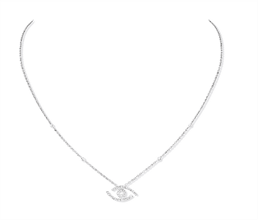 Messika 18K White Gold Diamond Lucky Eye Necklace