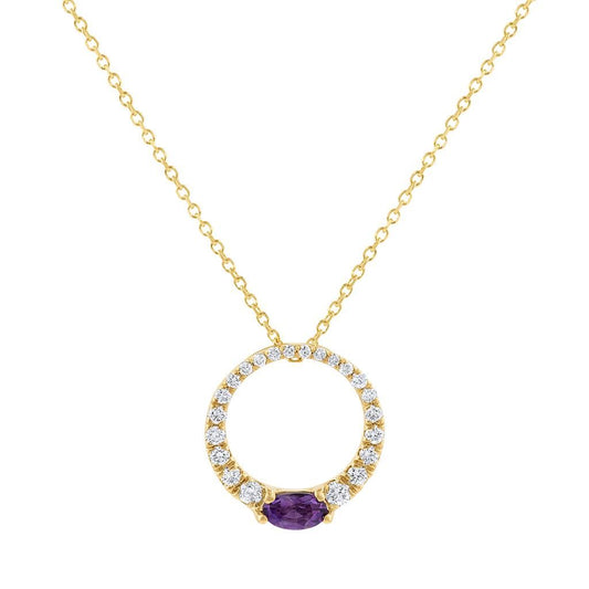 Pe Jay Creations 14K Yellow Gold Amethyst and Diamond Pendant