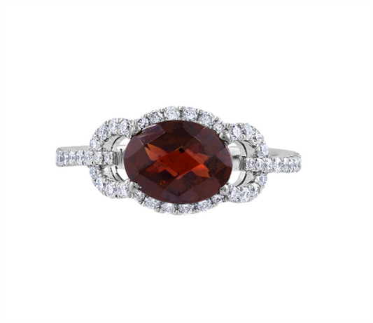 Pe Jay Creations 14K White Gold Garnet and Diamond Ring