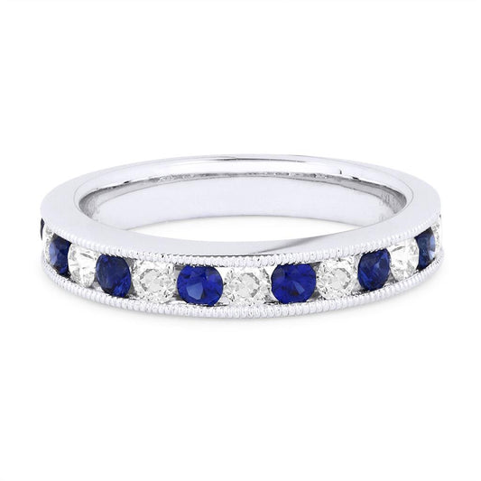 LaViano Fashion 14K White Gold Sapphire and Diamond Band
