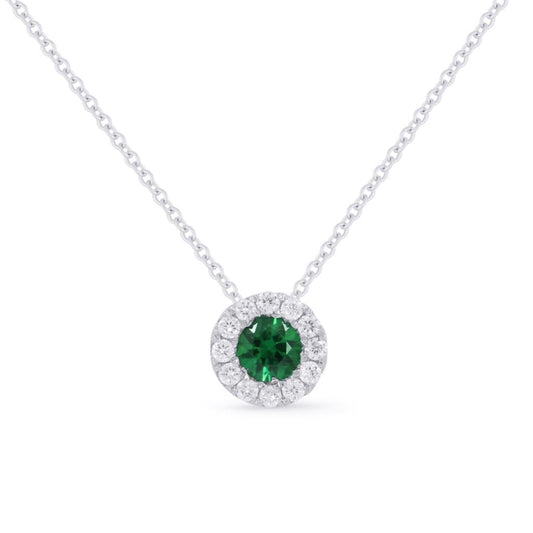 LaViano Fashion 14K White Gold Emerald and Diamond Necklace