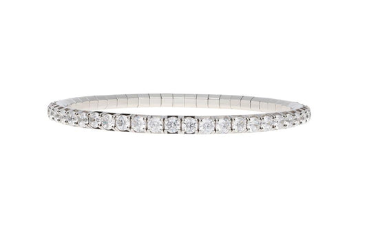 Extensible 18K White Gold Diamond Bracelet Diamonds 7.30 Carats