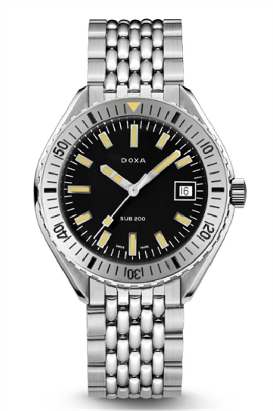 DOXA - Sub 200 Sharkhunter Black Dial Automatic - 42mm - Steel Bezel - Steel Bracelet Model: 706.10.101.10