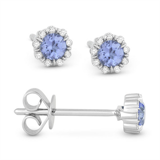 LaViano Fashion 14K White Gold London Blue Topaz and Diamond Earrings