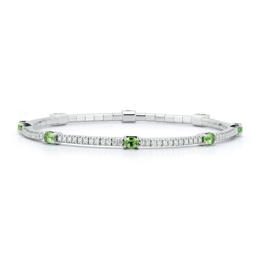 Extensible 18K White Gold Tsavorite and Diamond Stretch Tennis Bracelet