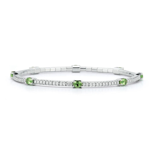 Extensible 18K White Gold Tsavorite and Diamond Stretch Tennis Bracelet