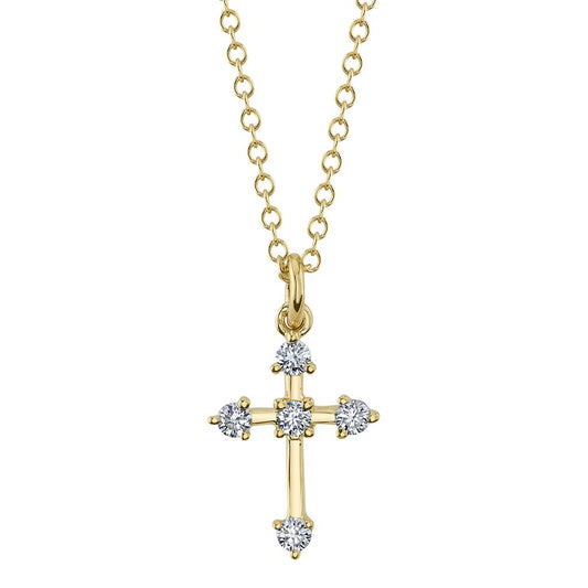 Shy Creation 14K Yellow Gold Diamond Cross