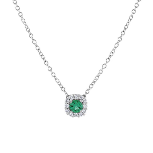 LaViano Fashion 14K White Gold Emerald and Diamond Necklace