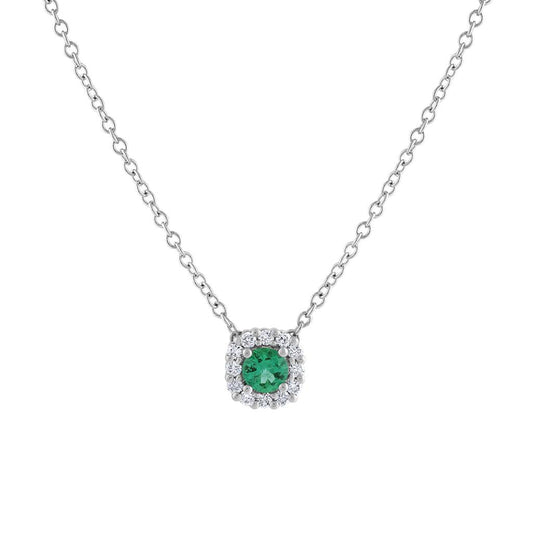 LaViano Fashion 14K White Gold Emerald and Diamond Necklace