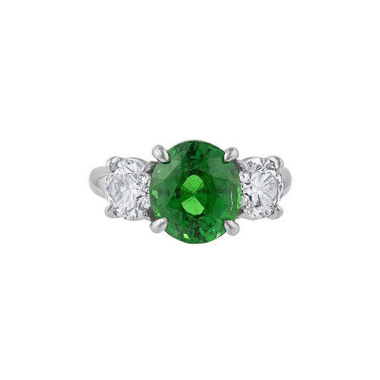 LaViano Fashion Platinum Tsavorite and Diamond Ring