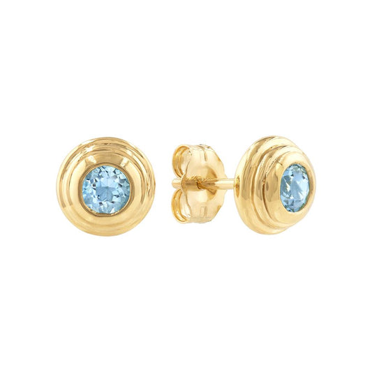 LaViano Fashion 14K Yellow Gold Blue Topaz Earrings