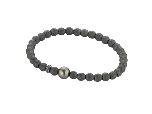 LaViano Fashion Sterling Silver Tahitian Pearl 8-9MM and Hematite Beaded Bracelet