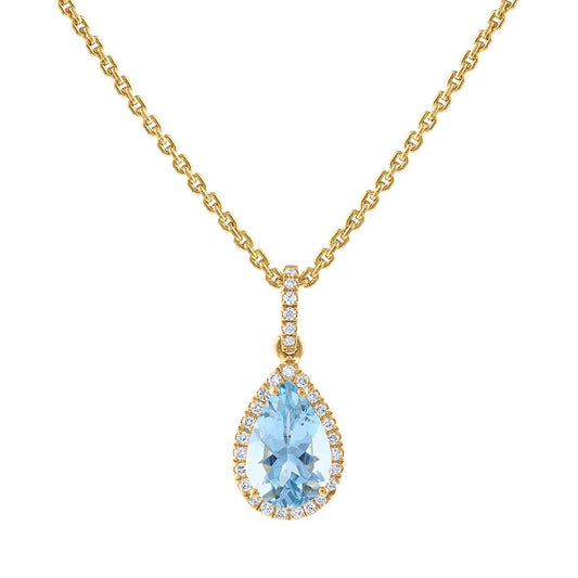 LaViano Fashion 18K Yellow Gold Aquamarine and Diamond Pendant